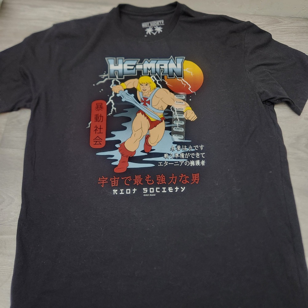 Riot Society Black He Man‎ Shirt Size XL Masters of the Universe Manga Action